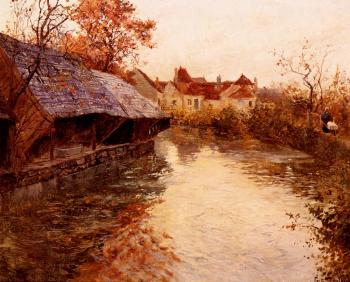 Frits Thaulow : A Morning River Scene